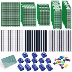 104pcs Double Sided PCB Board Kit, Prototype Boards for DIY Soldering and Ele…