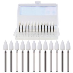 SANDENT Dental White Stone Polishing Burs FG Aluminum Oxide Flame Shape
