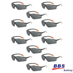 12 PAIR Safety Glasses Smoke Gray Lens Eyewear Canthus Work Sports Rubber Tips