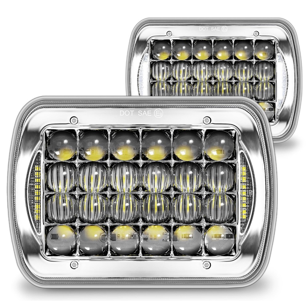 TRUE MODS 7×6 5×7 H6054 Chrome LED Headlights H4 2B1 Sealed Beam Replacement …