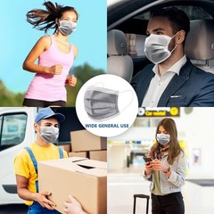 100PCS Masks Grey Disposable Face Mask 3 100 Count (Pack of 1), 100Pcs