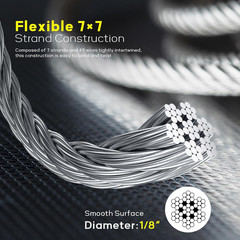 500FT 1/8″ T316 Stainless Steel Cable, Wire Rope Aircraft Cable for Deck Cable R