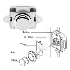 Push RV Lock Push Button Latches Fit For RV Yachts Motorhome Camper Caravan