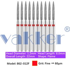 10pc/pk Diamond Burs Shape Flame Diamond Bur Super Fine Medium Coarse
