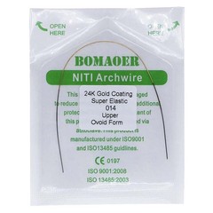 1×Dental Orthodontic Super Elastic Ni-Ti 24K Gold Coated Round Wire 014 Upper
