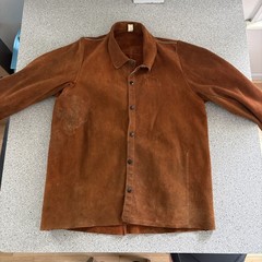 VTG Red Ram Leather Jacket Weld Pro Flame Resistant Mens L Made In USA Cowhide