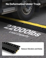 2 Channel Cable Protector Ramp 22000Lbs Heavy Duty Rubber Cord Cover Black