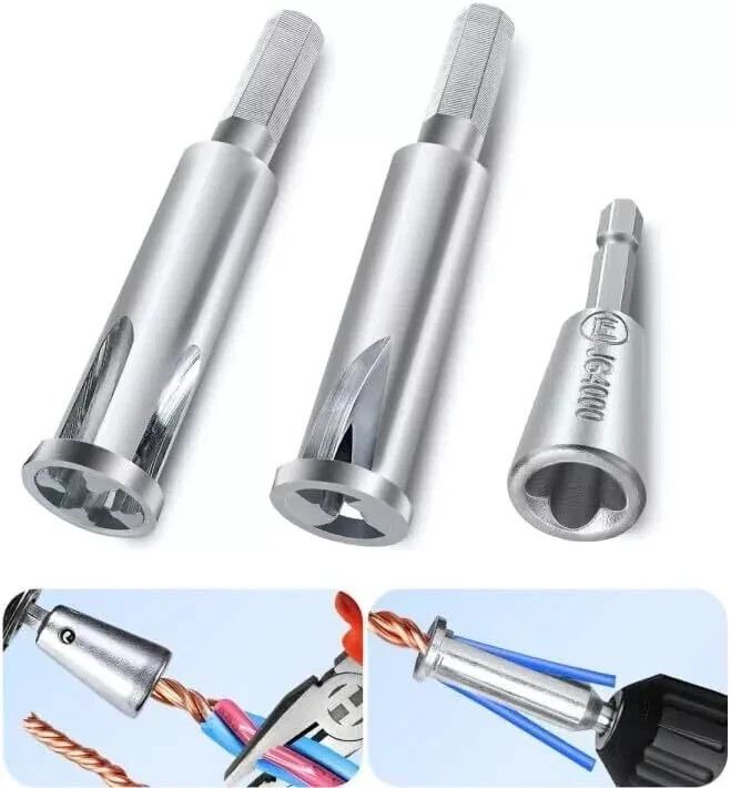 3x Wire Stripping Twisting Tool Electrical Drill Wire Stripper Cable Nut Twister