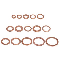 150PCS M5-M22 Copper Crush Washer Gasket Set Flat Ring Seal Assortment Kit USA