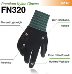 Premium Nylon Nitrile Work Gloves – 12 Pairs, Lightweight & Durable, Size L