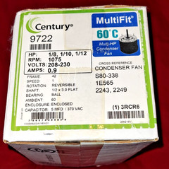 Century 9722 5” Condenser Motor Multi HP 1/8, 1/10, 1/12 208-230 Volt 1075 RPM