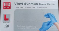 Basic Synmax Vinyl Synmax Exam Gloves, L Basic Blue/Box of 100 Buy More & Save$