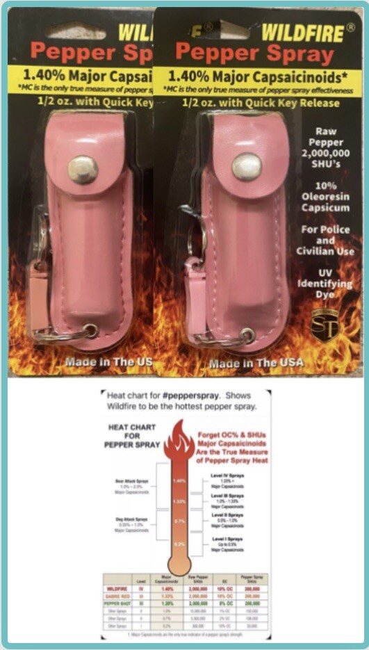2 WILDFIRE Pepper Spray POCKET POLICE Self Defense Women Safety SECURITY KEYRING