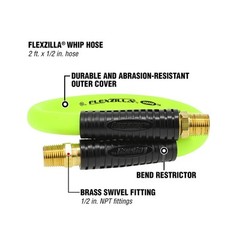 Flexzilla 1/2″ x 2′ FT Air Hose Whip With 1/2′ MNPT Swivel End HFZ1202YW4S Bx24