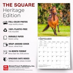 Horse Lovers | 2027 12×24″ (Hanging) Monthly Square Wall Calendar | Plastic-Free