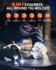 HITBOX 200A TIG Welding Machine AC DC Aluminum TIG MMA Welder Pulse/Square 230V