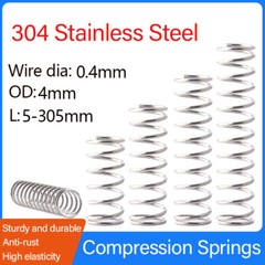 Compression Spring Wire Dia 0.4mm OD 4mm 304 Stainless Steel Vibration Damping