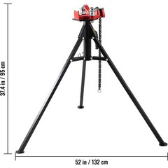 VEVOR Tripod Pipe Chain Vise 1/8″-5″ Capacity Folding Legs W/ Harden Teeth&Chain