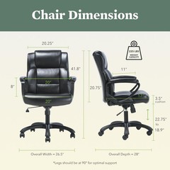 HON Sadie Executive Chair, Leather, Ergonomic, Adjustable Arms, Black