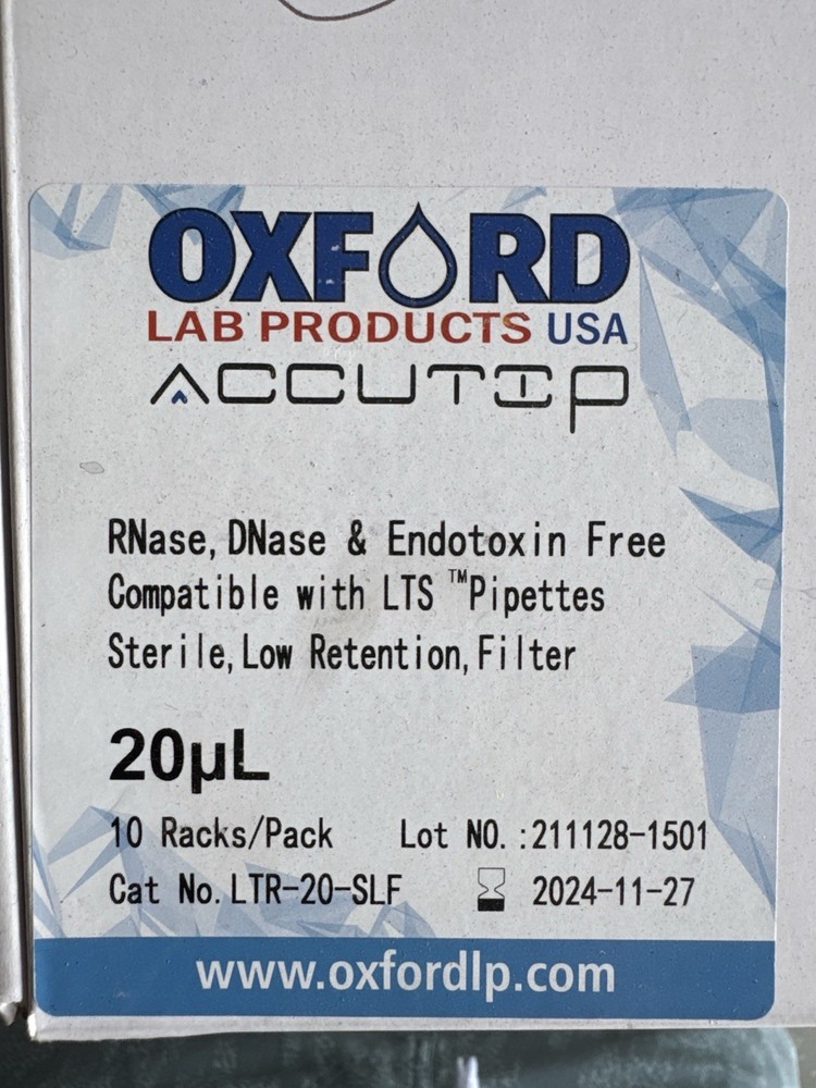 Oxford Lab Products LTR-20-SLF Sterile Low Retention Filter Pipette Tips 20µL