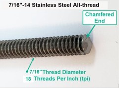 ALL-THREAD ROD STAINLESS STEEL Size: 1/4″; 3/8″; 1/2″ [Length Selectable]