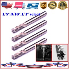 US 4/5/8/10pcs 1/4″Shank 1/8″ 3/16″ 1/4″End Mill Cutter CNC Router Bits 4 Flute