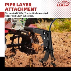Heavy Duty Pipe Layer Attachment for 3 Point Hitch, Fits Trencher Ripper, 1.5” W