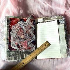 Handmade Vintage Silk Fabric Junk Journal Book Romantic Floral 2 Signatures Lace