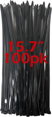 120Lb Zip Ties Heavy Duty 15 Inch 100Pcs, Large Black Cable Tie Actual 15.7 In,