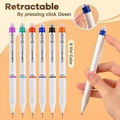 Erasable Gel Pens, 6 Colors Retractable 0.7mm Fine Point Erasable Pens Clicker +