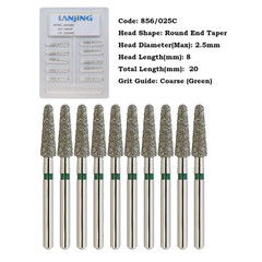 Dental Diamond Burs FG Friction Grip High Speed Football Round End Taper 856 368