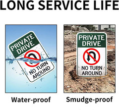 Large Private Drive, No Turn around Sign, 18″X 12″ .04″ Aluminum Reflective Sign