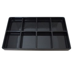 Heavy Duty Jet-Stone 2 Compartment Stackable Plastic Tray Organizer Black/White