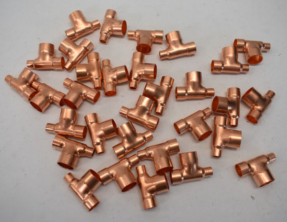 Lot of 31 Wrot Copper Pipe Tee Fittings C x C x C Solder Joint Replacements