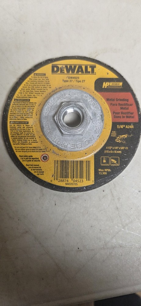 Dewalt Dw 4523 4 1/2″ X 1/4″ X 5/8-11″ Grinding Wheel 10 Pack