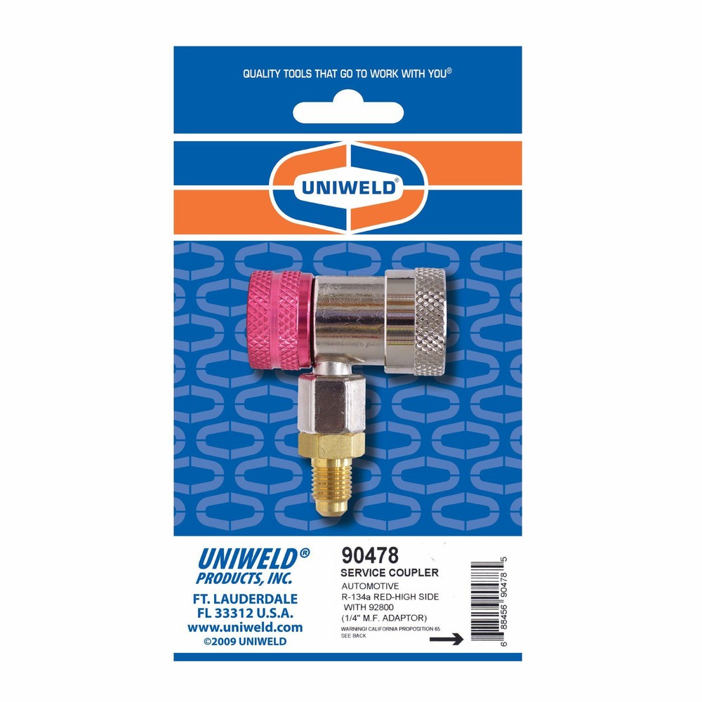 Uniweld Quick Coupler Manual R-134 Red High With 1/4in Adaptor 90478