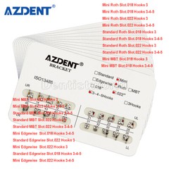 10 Packs Dental Ortho Braces Brackets Mini/Standard MBT/Roth 022/018 Hook AZDENT