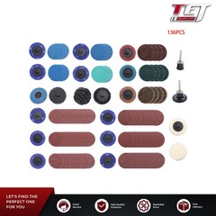 136 Pack Torque Sand Discs Set 2 Inch Sanding Discs with 1/4 Inch Roll Lock