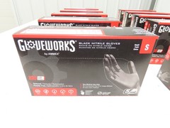 Ammex Gloveworks Small Black Nitrile Gloves Textured Non-Med 100ct Case of 1000