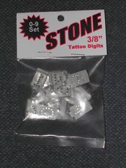 Stone Tattoo Digits Set 3/8″ Complete Number # Set 0-9 Metal w/Plastic