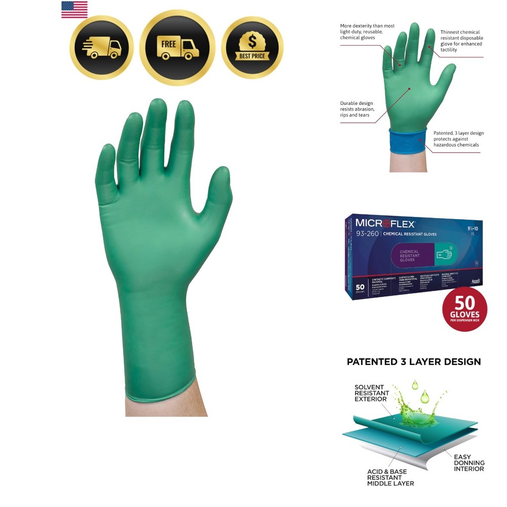 Microflex 93-260 Nitrile and Neoprene Gloves – Disposable, Chemical Resistant…