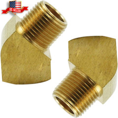 45 Degree Street Elbow 1/8 NPT Male X 1/8 NPT Female Brass Pipe Fitting 2 pack