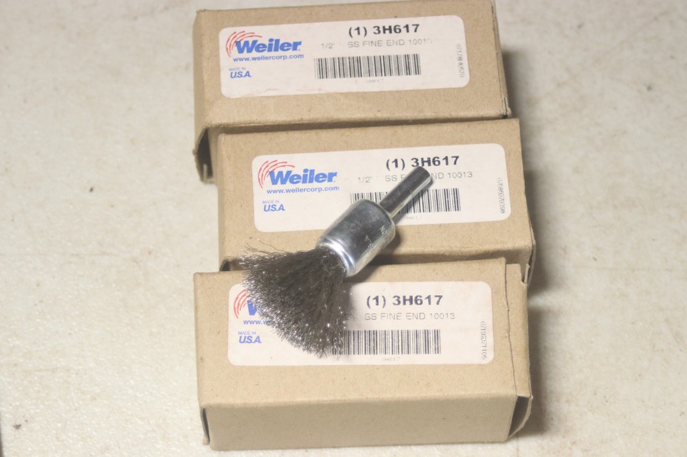 Lot of 3 Weiler 10013 1/2″ Diameter Stainless Steel Fine Wire Brushes