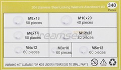 340Pcs Internal Tooth Star Lock Spring Quick Washer Push On Speed Nut Assortment