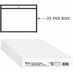 C-Line® Shop Ticket Holders, Stitched, Both Sides Clear, 12 x 9, 25/BX, 49912