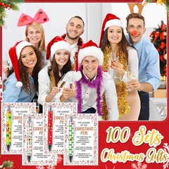 Tisancy 100 Pack Christmas Gift for Coworker Bulk Christmas Pens with Cards Red