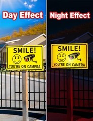 4-Pack Smile You’re On Camera Signs 8″x12″ Rust Free Aluminum Video Surveillance