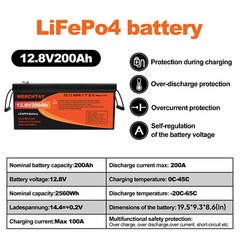 12V 200AH LiFePO4 Deep Cycle Lithium Battery BMS for Solar Panel RV Off-grid US