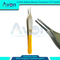 4.75″ Adson Brown Thumb Forceps with Tungsten Carbide Insert Jaws, 7×7, Premium