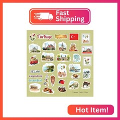 Navy Peony Tantalizing Türkiye Travel Stickers (31pcs) – Watercolor, Iconic Ista